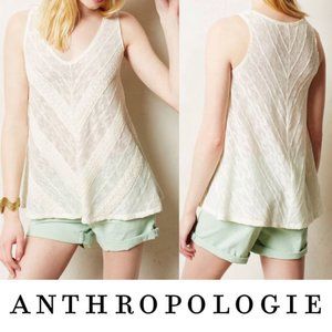 Anthropologie Meadow Rue Sparre Tank Top Semi Sheer Swing Knit Ivory Size Small